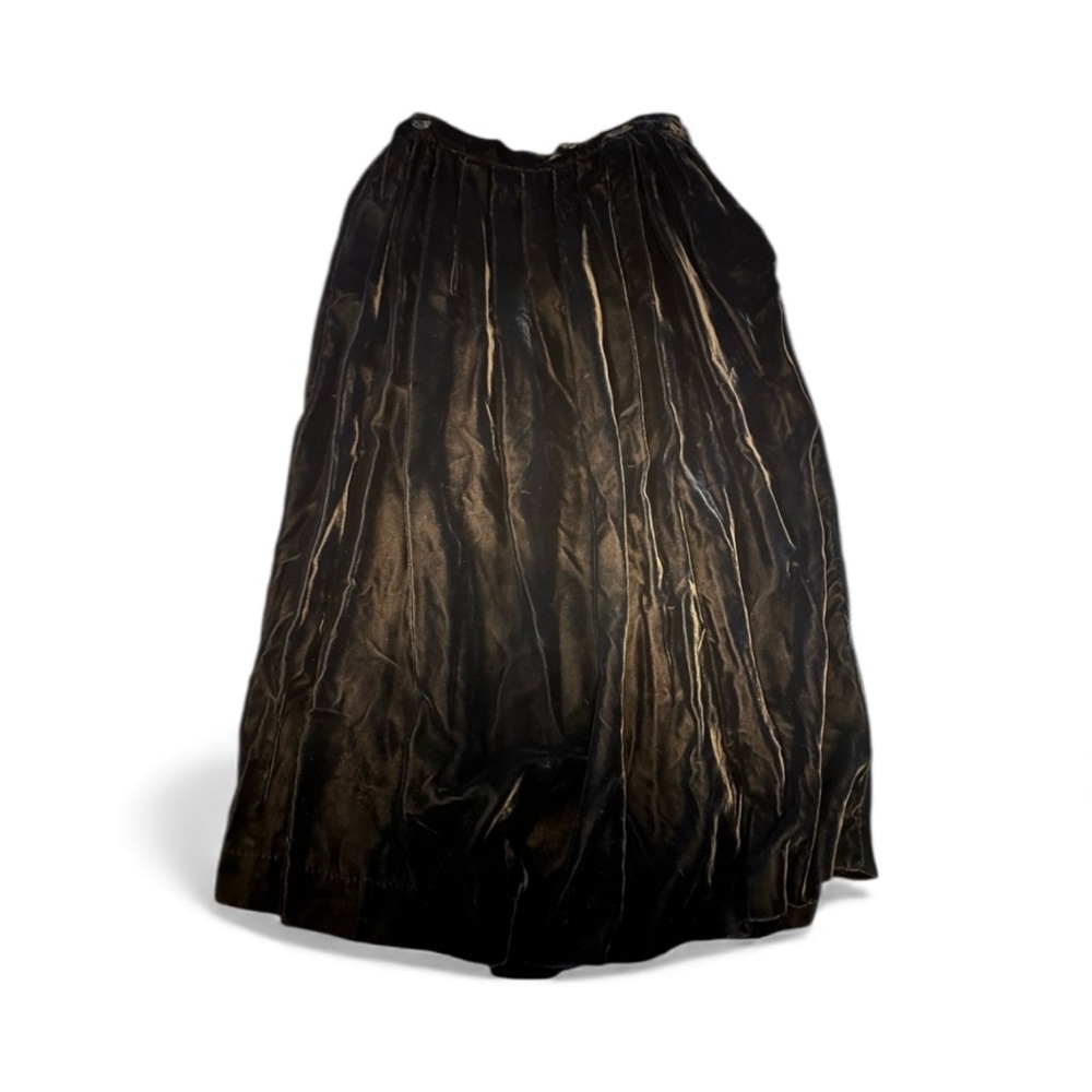 Pleated Black Velvet Maxi Skirt
